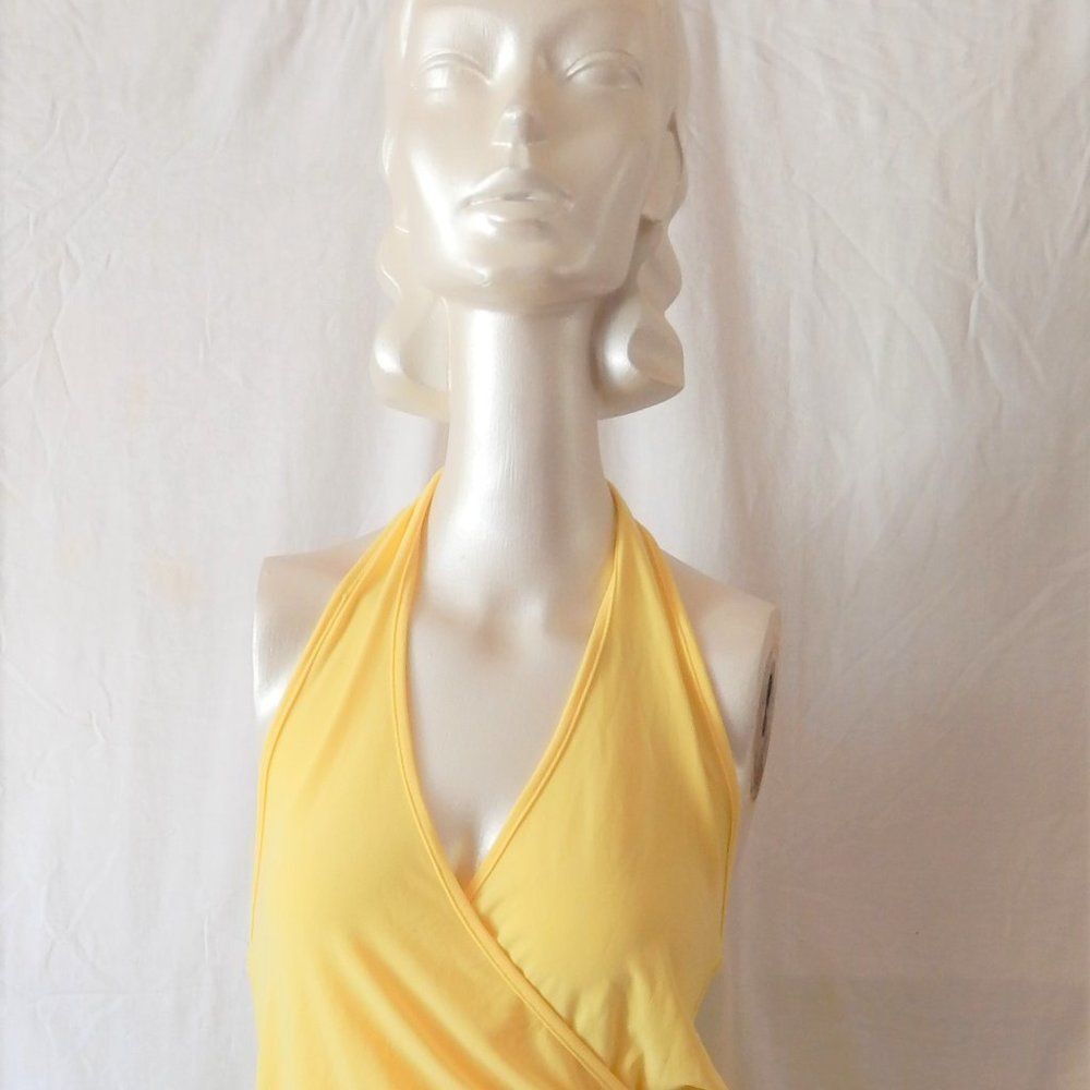 Charming Women's Yellow Halter Sundress Size Small Sleeveless Summer Dress